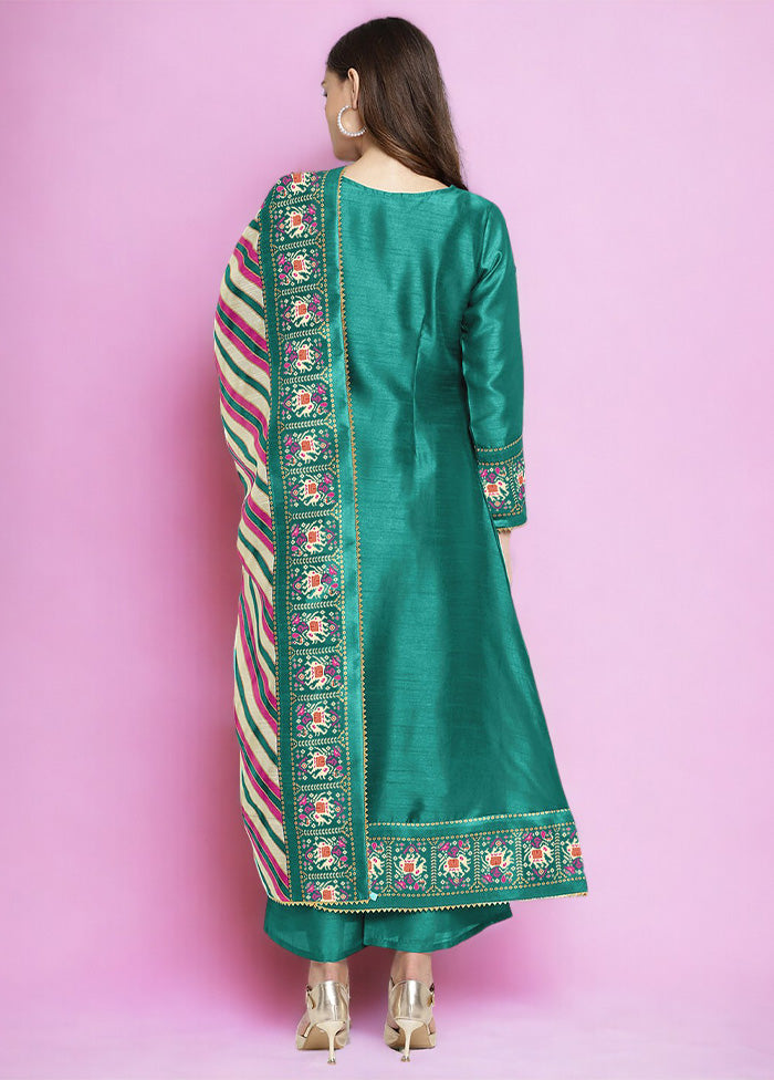 3 Pc Sea Green Readymade Silk Dupatta Suit Set Quality From China Wholesale