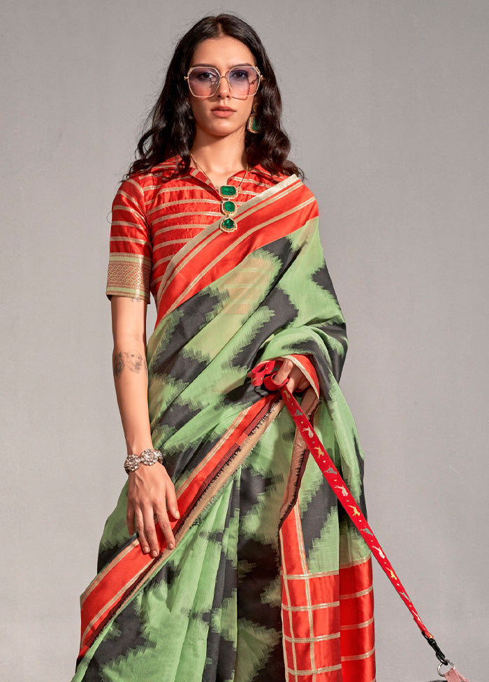 Green Spun Silk Saree With Blouse Piece Online Online Cheap Pice