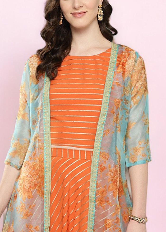 3 Pc Orange Readymade Silk Top Set Cheap Wiki