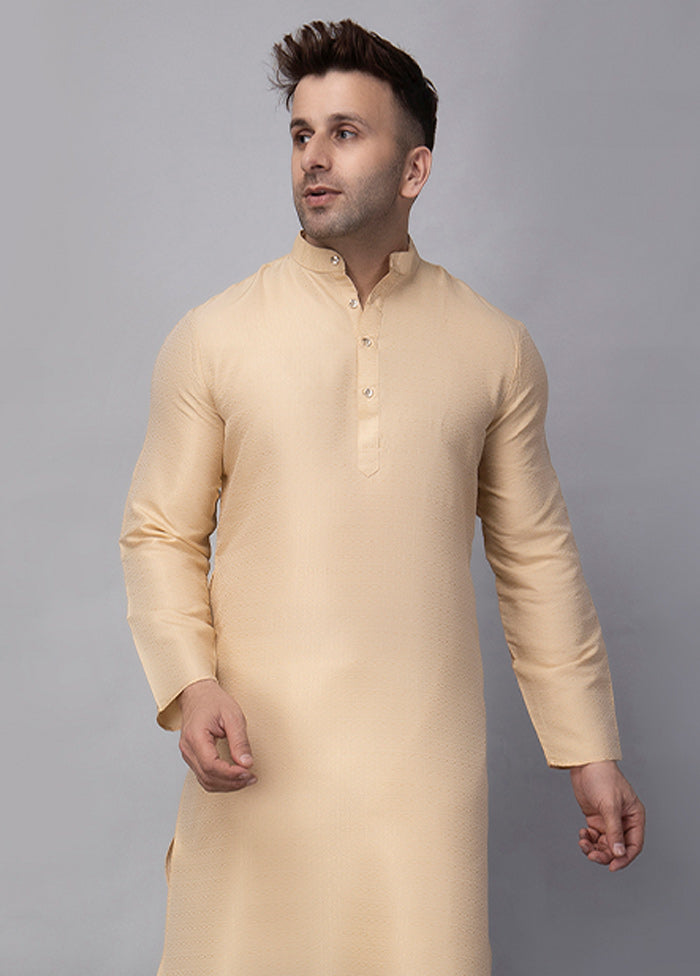 2 Pc Cream Viscose Kurta Pajama Set Discount Free Shipping