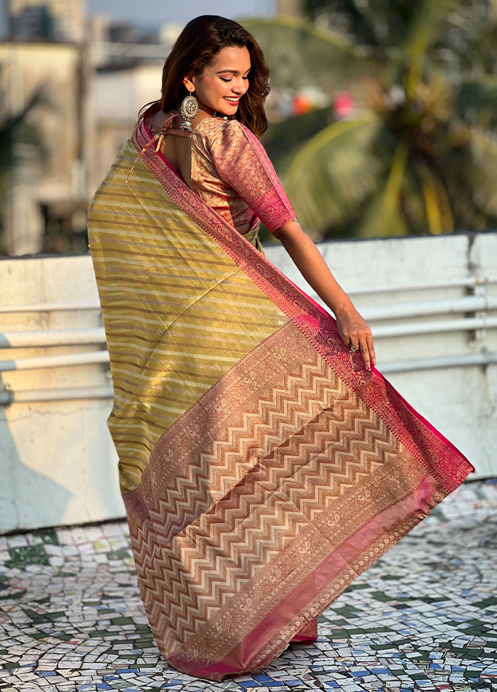 Yellow Spun Silk Saree With Blouse Piece Release Dates Cheap Online