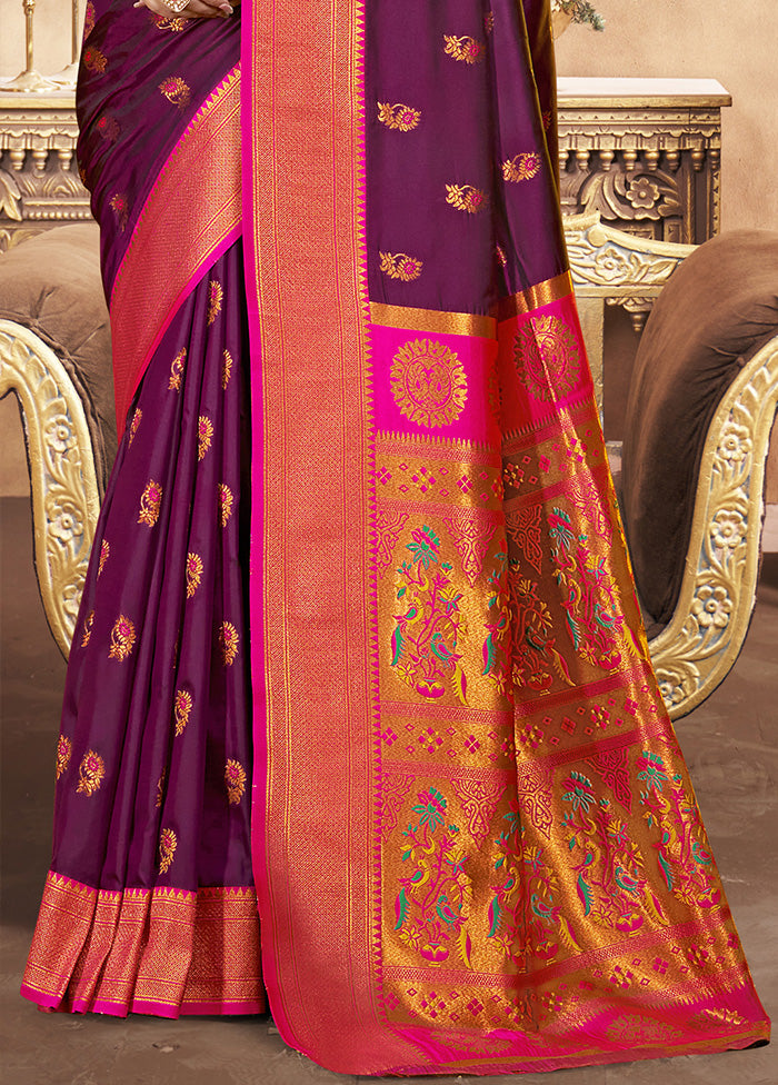 Purple Spun Silk Saree With Blouse Piece Quality From China Cheap