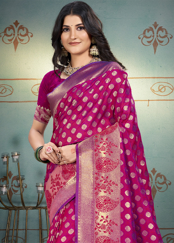 Magenta Spun Silk Saree With Blouse Piece Buy Cheap Affordable