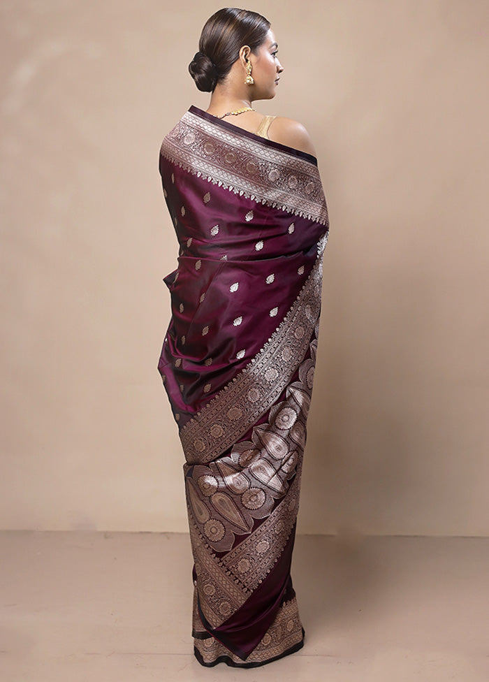 Purple Katan Silk Saree With Blouse Piece Clearance Limited Edition