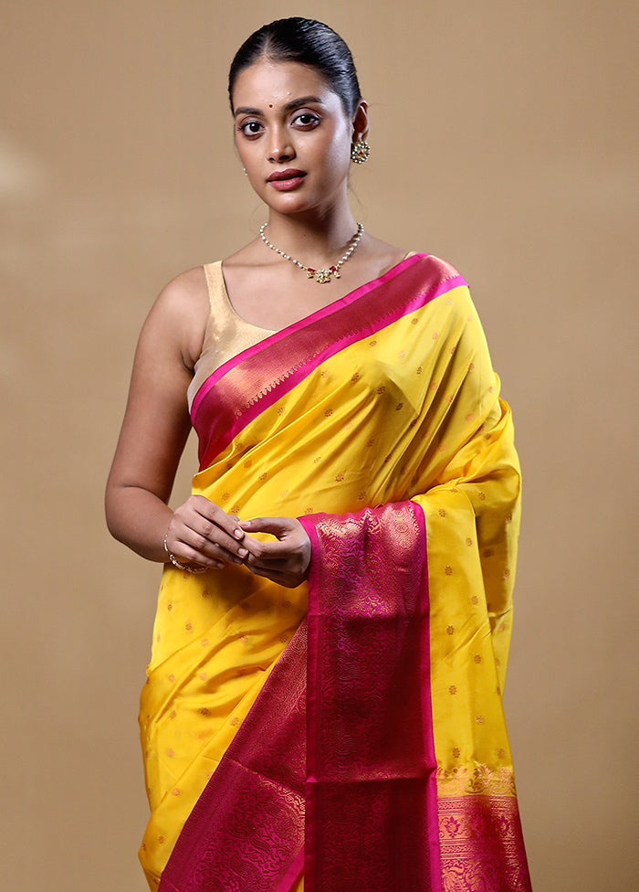 Yellow Kanjivaram Silk Saree With Blouse Piece Store Sale Online