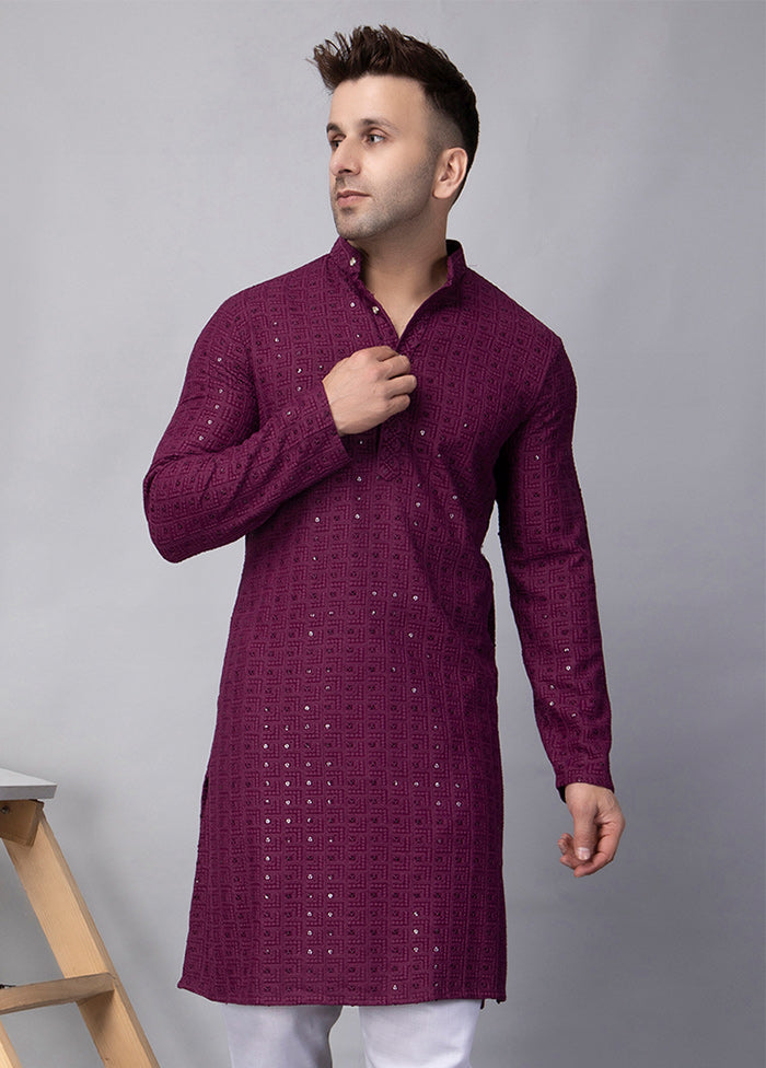 2 Pc Purple Viscose Kurta Pajama Set For Nice Online