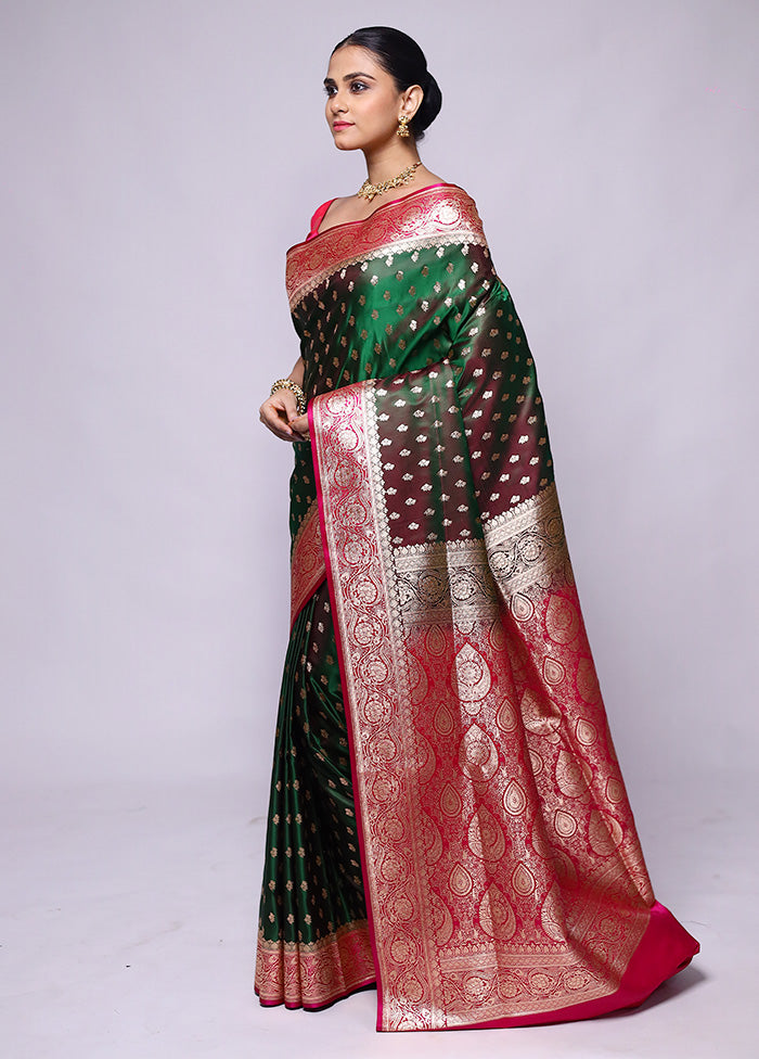 Green Banarasi Silk Saree With Blouse Piece Pay With Visa Cheap Online