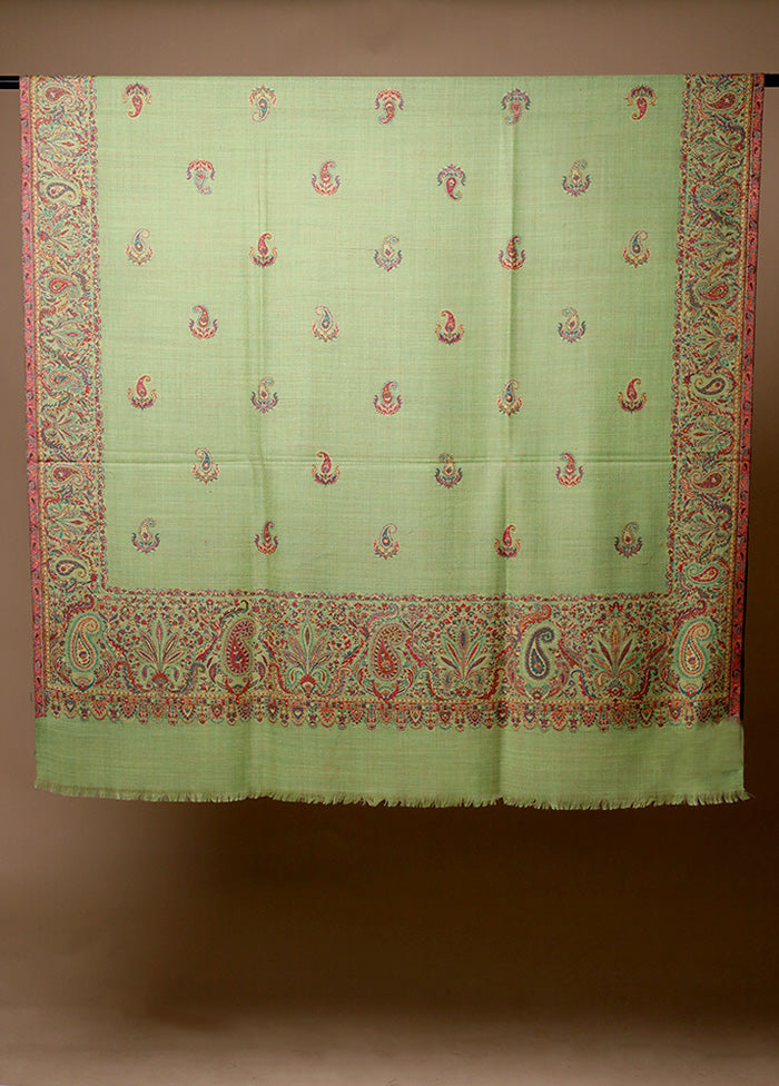 Green Butta Work With Zari Woven Border Shawl Cheap Pick A Best