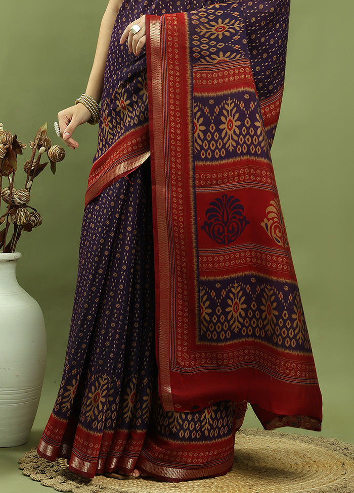 Violet Dupion Silk Saree With Blouse Piece Cheap Pice