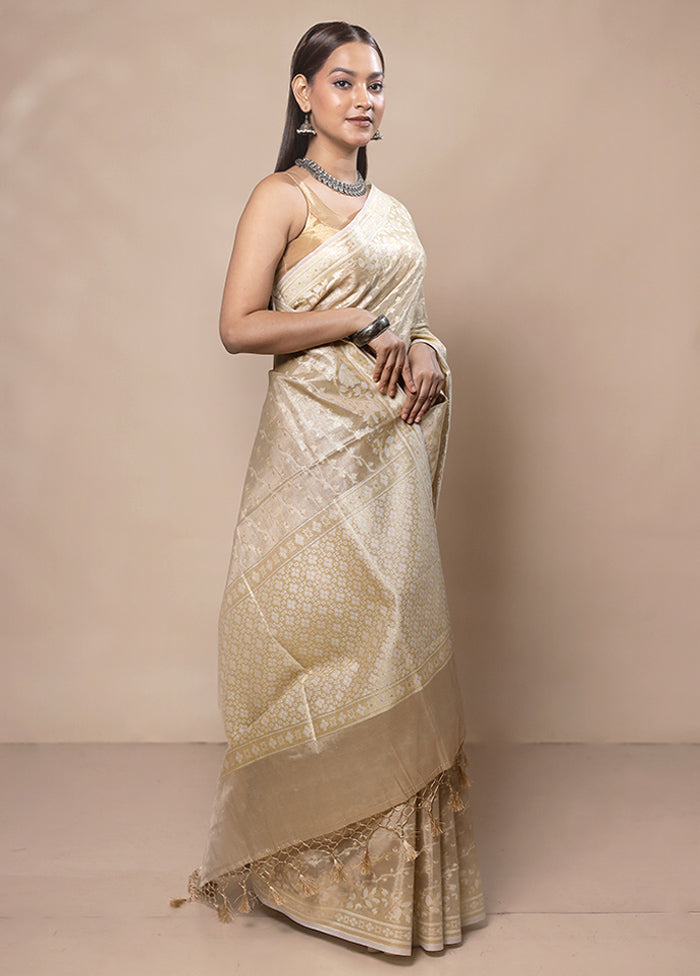 Cream Tissue Silk Saree With Blouse Piece Clearance Explore