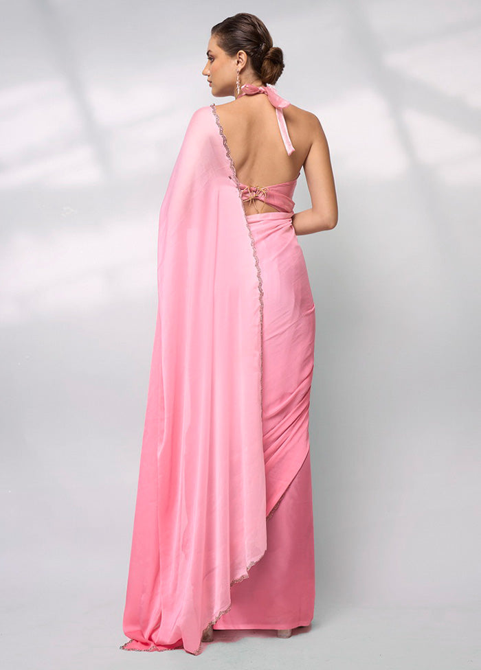 Pink Spun Silk Saree With Blouse Piece Footlocker Finishline Cheap Pice