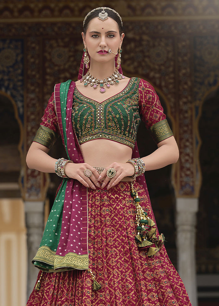 3 Pc Red Silk Semi Stitched Lehenga Set Outlet Ebay