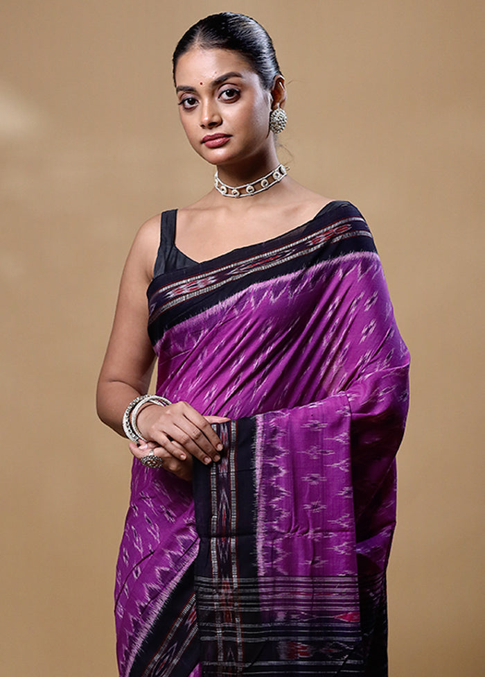 Purple Pure Cotton Saree With Blouse Piece Best Deals