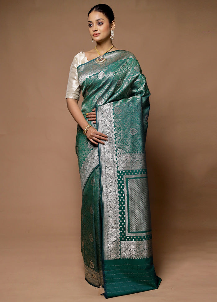 Green Uppada Silk Saree With Blouse Piece Cheap Fashion Style