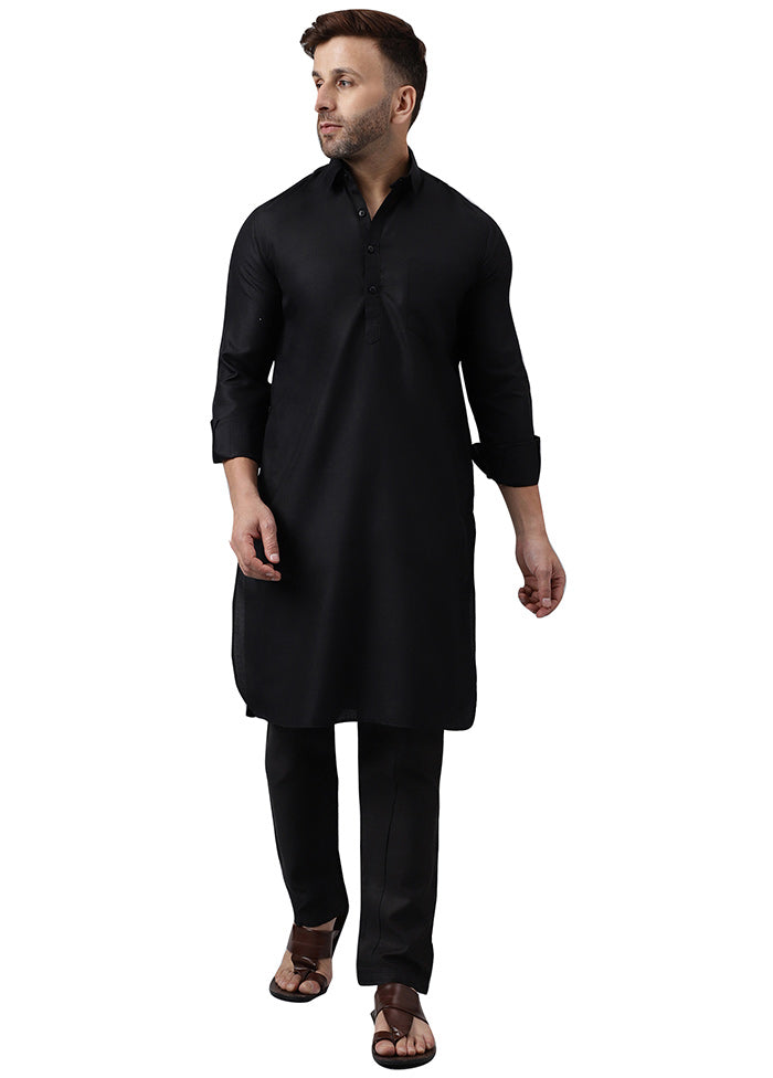 2 Pc Black Viscose Kurta Pajama Set Cheapest Pice Cheap Pice