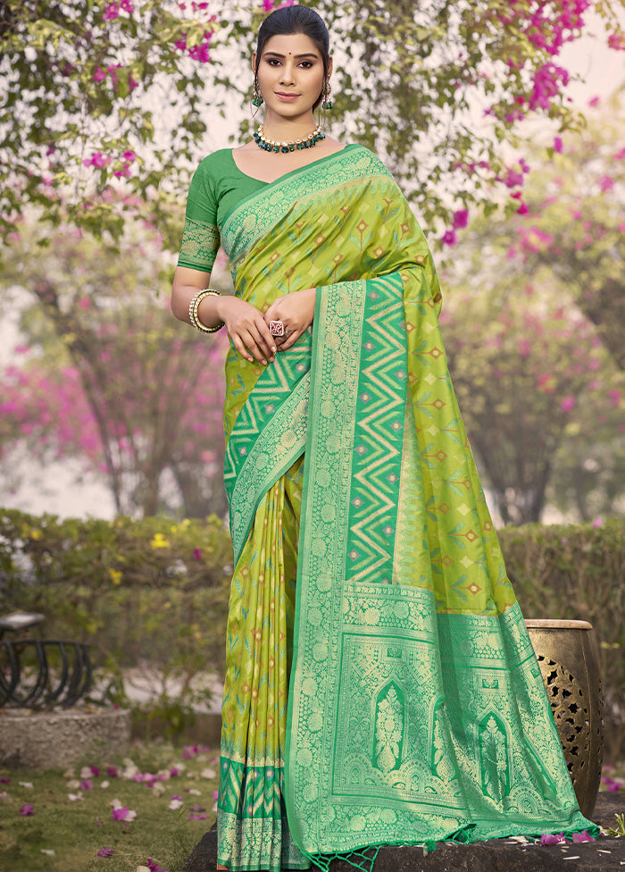 Light Green Spun Silk Saree With Blouse Piece 2025 Unisex For Sale