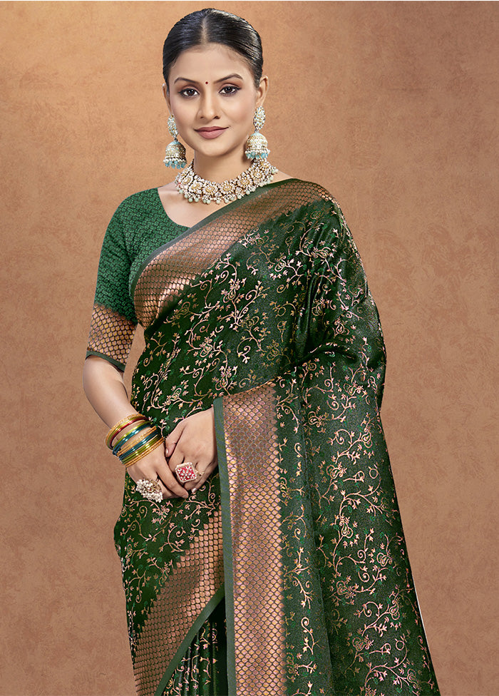 Green Spun Silk Saree With Blouse Piece Get To Buy Sale Online