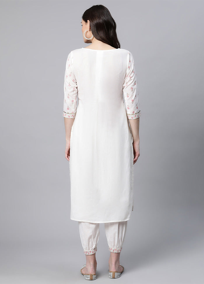 2 Pc Off White Pure Readymade Cotton Kurti Set Reliable Online