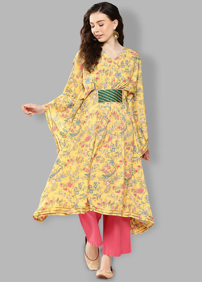 Yellow Readymade Silk Kurti With Paypal