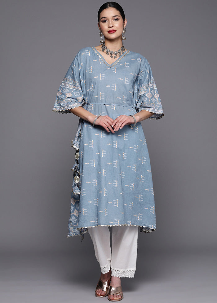 Blue Pure Readymade Cotton Kurti Websites Online