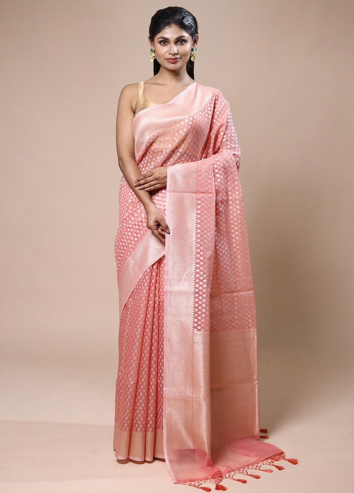 Pink Kora Silk Saree With Blouse Piece Comfortable Cheap Online