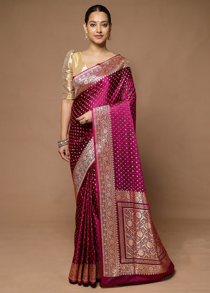 Pink Banarasi Silk Saree With Blouse Piece Sale 2025