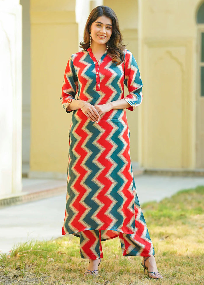 2 Pc Multicolor Readymade Silk Kurti Set Real Sale Online