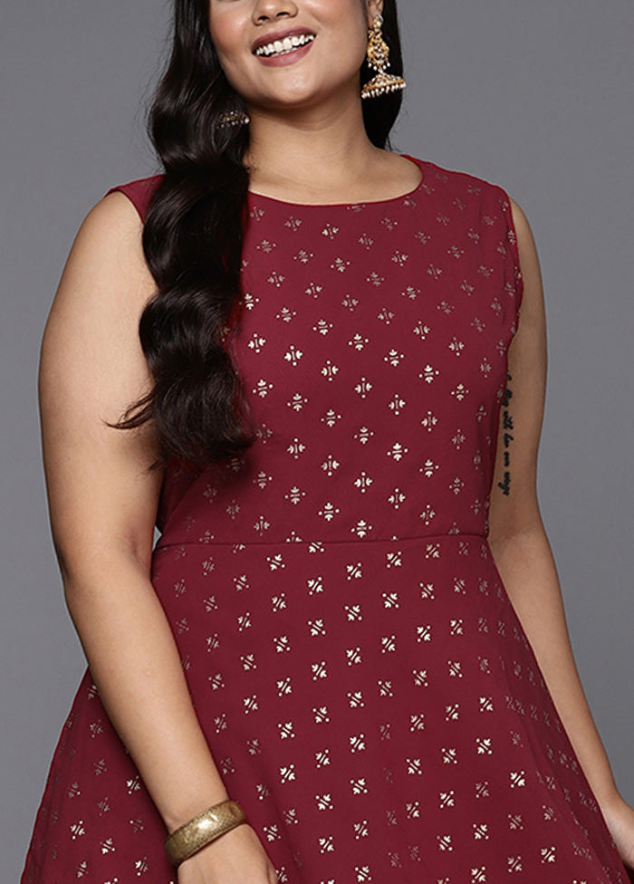 2 Pc Maroon Readymade Georgette Kurti Set Sale Extremely