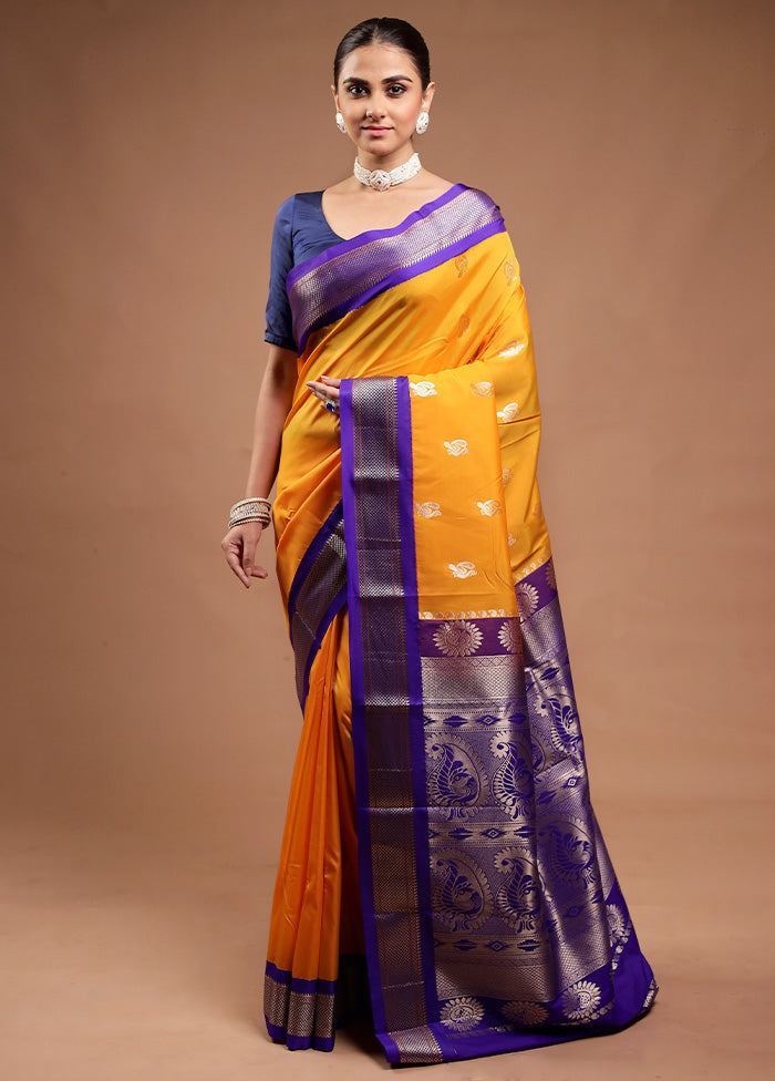 Yellow Kanjivaram Silk Saree With Blouse Piece Discount Visit New