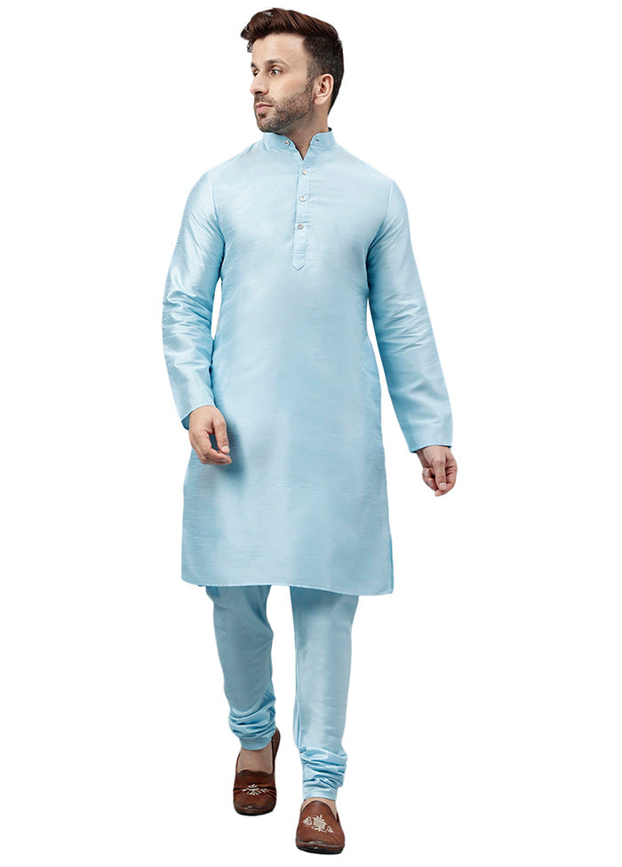 Aqua Dupion Silk Solid Kurta Best Place Online