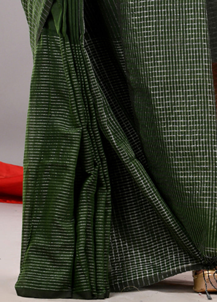 Green Cotton Saree With Blouse Piece Collections Cheap Pice