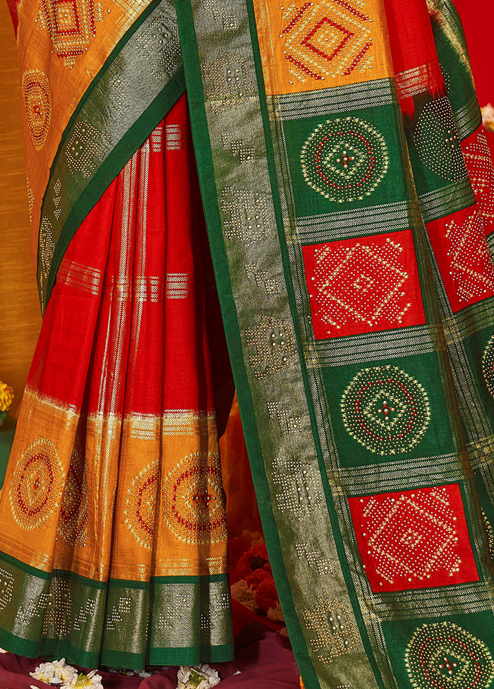 Mustard Tussar Silk Saree With Blouse Piece Sale Enjoy