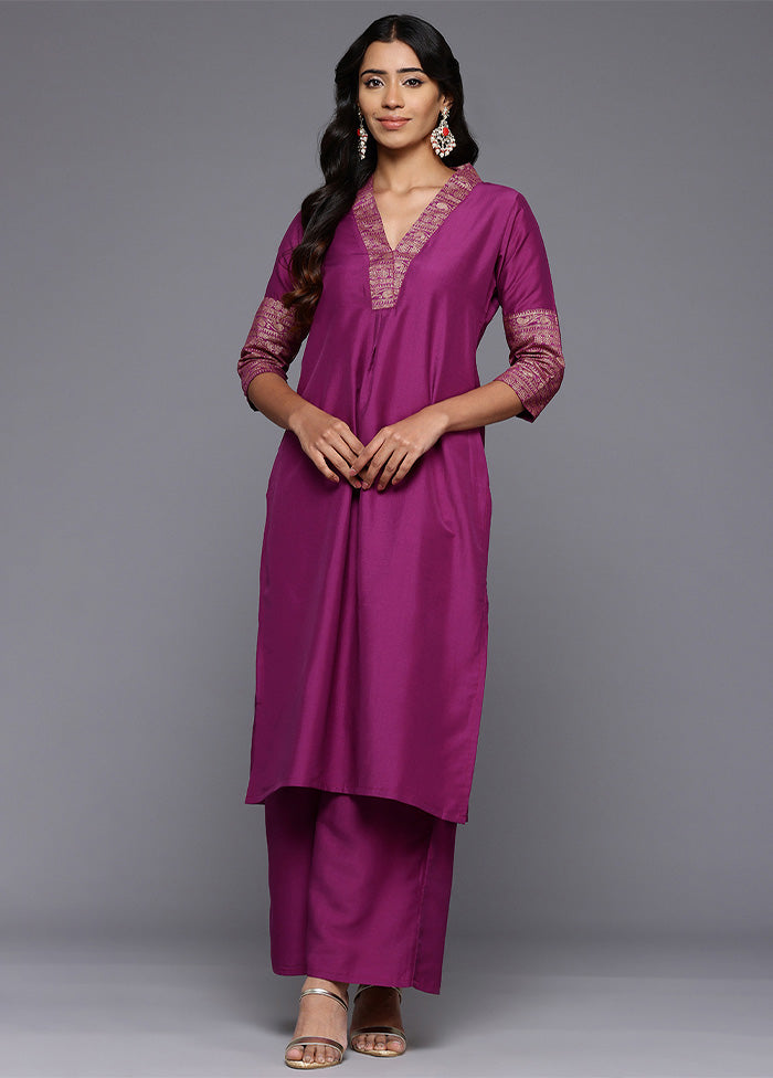 2 Pc Purple Readymade Silk Kurti Set Outlet Looking For