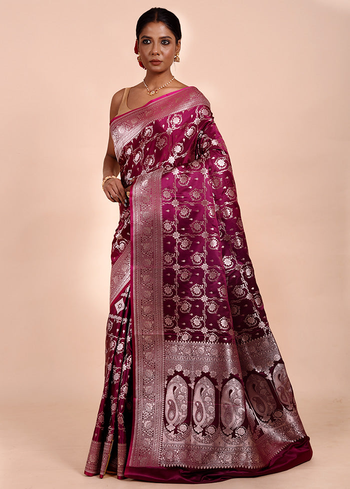 Rani Pink Katan Silk Saree With Blouse Piece Cheap Buy