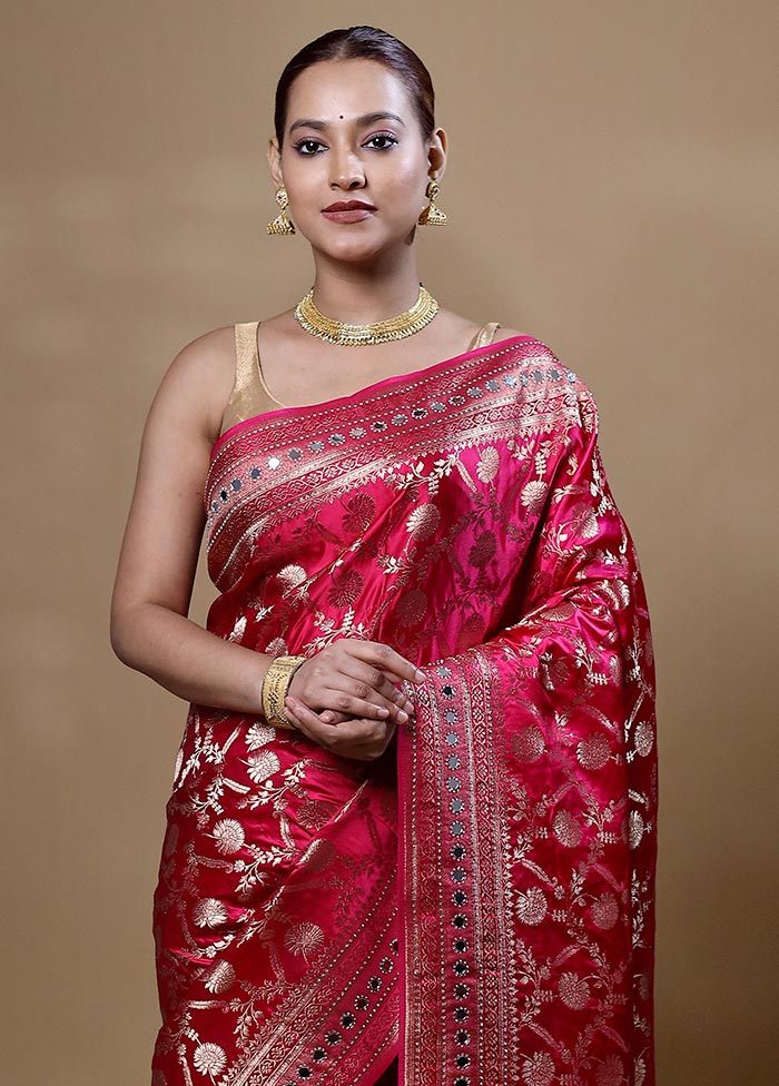 Pink Dupion Silk Saree With Blouse Piece Free Shipping Marketable