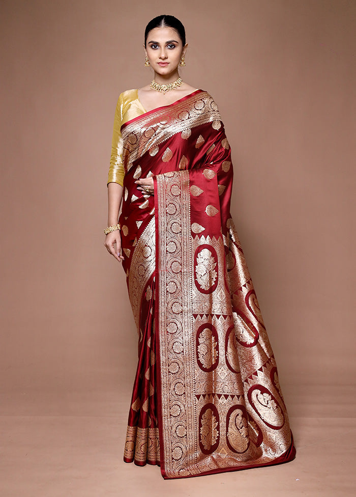 Maroon Banarasi Silk Saree With Blouse Piece Buy Cheap Nicekicks