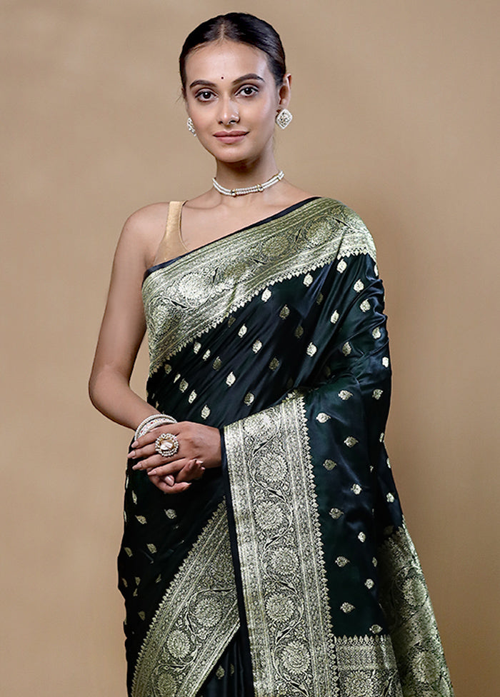 Black Banarasi Silk Saree With Blouse Piece Best Sale Cheap Online