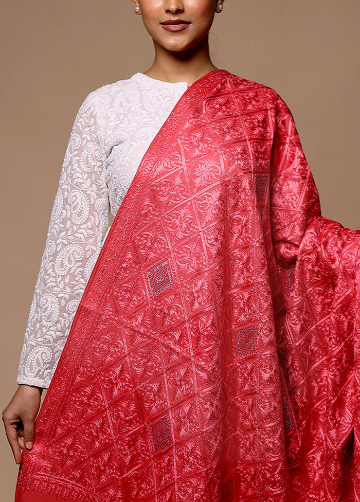 Pink Butta Work With Zari Woven Border Shawl Buy Cheap With Paypal