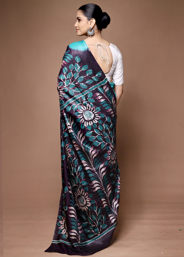 Black Printed Silk Saree Without Blouse Piece Clearance 2025