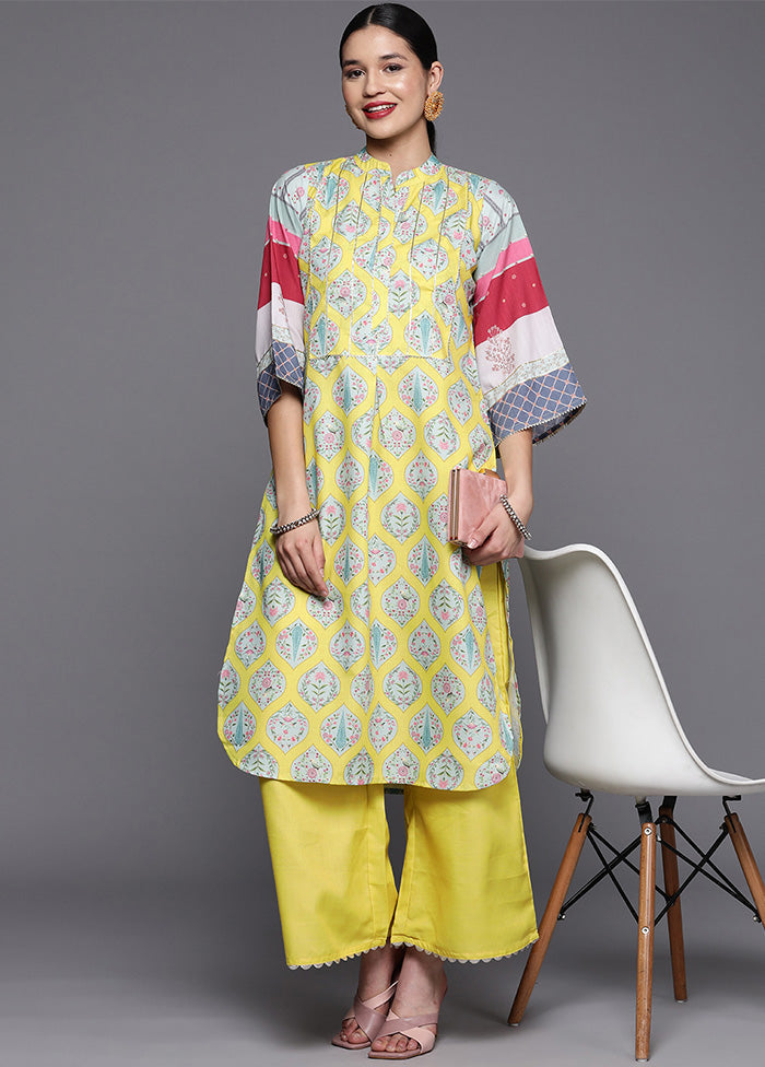 2 Pc Yellow Pure Readymade Cotton Kurti Set Original Online