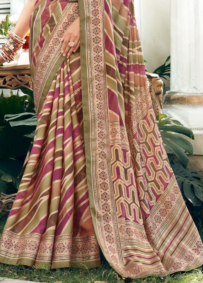 Beige Georgette Saree With Blouse Piece Cheap New Styles