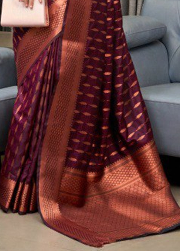 Burgundy Banarasi Silk Saree With Blouse Piece Buy Cheap Low Cost