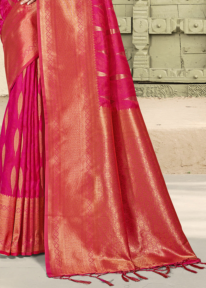 Pink Spun Silk Saree With Blouse Piece Cheap Sale Shop