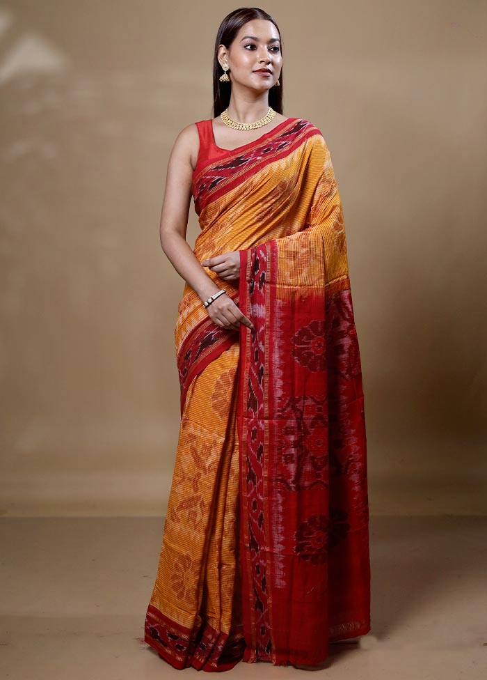 Yellow Pure Cotton Saree With Blouse Piece Discount Pay With Visa