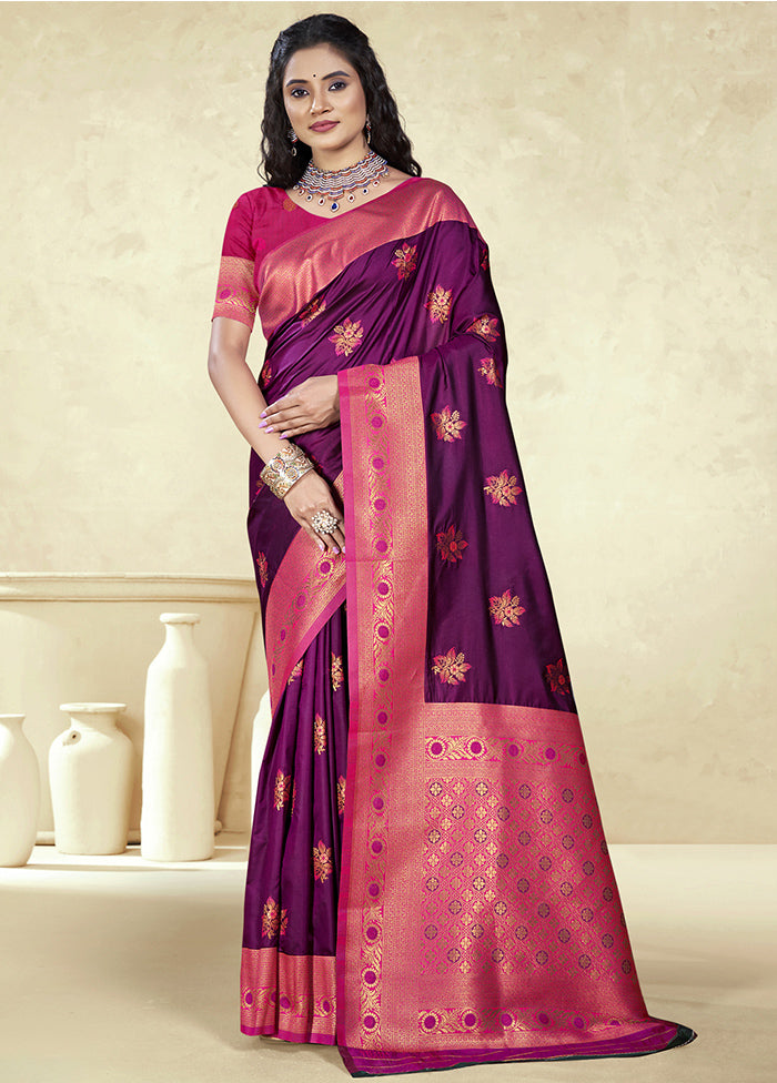 Wine Dupion Silk Saree With Blouse Piece For Sale Free Shipping