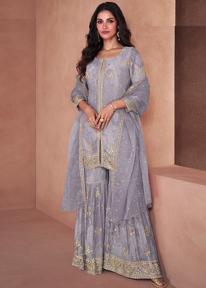 3 Pc Mauve Semi Stitched Georgette Suit Set Buy Cheap Outlet Locations