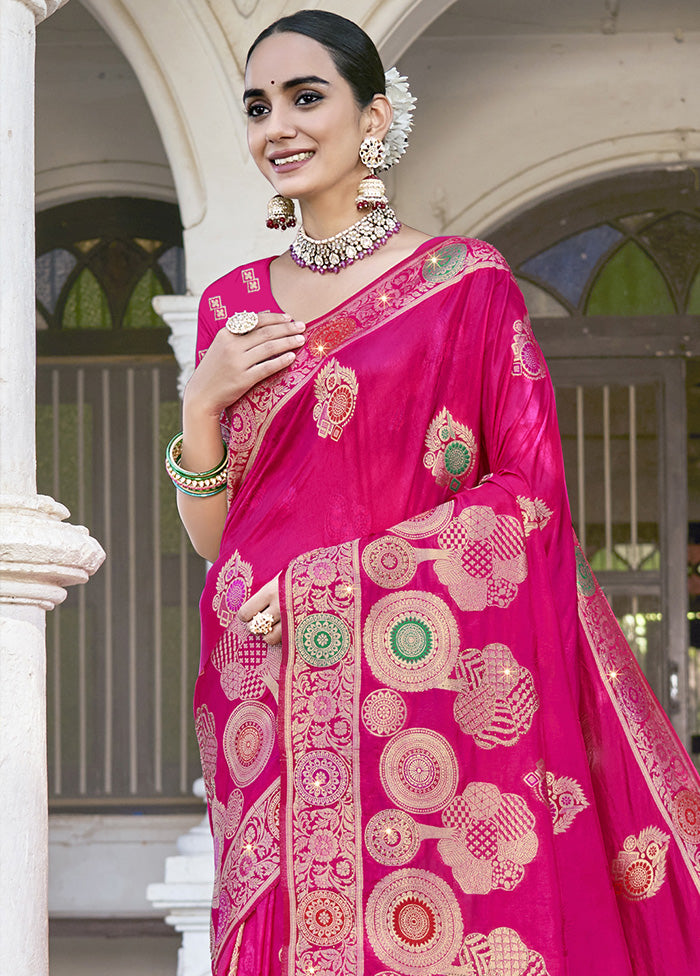 Pink Spun Silk Saree With Blouse Piece Exclusive Online