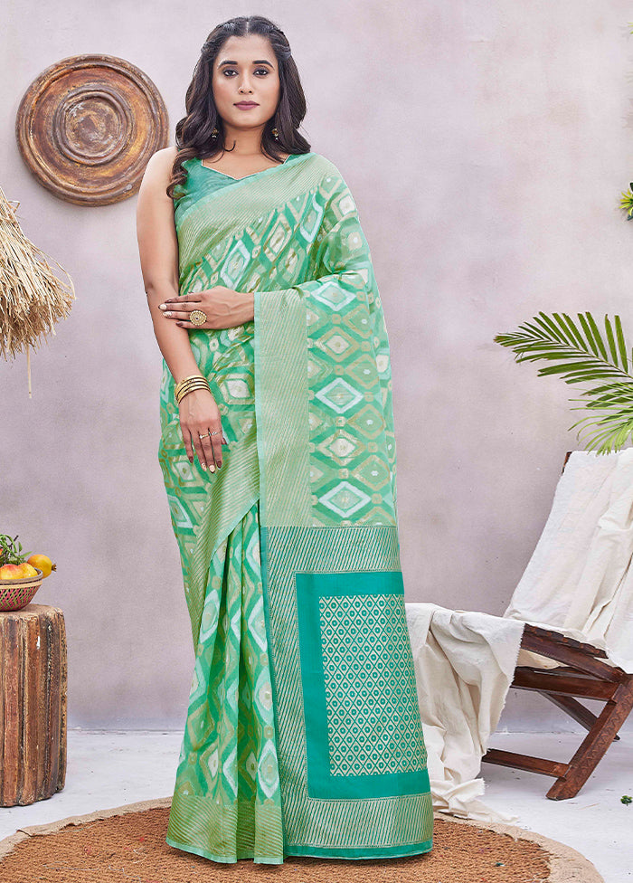 Green Dupion Silk Saree With Blouse Piece Free Shipping Cheap Pice