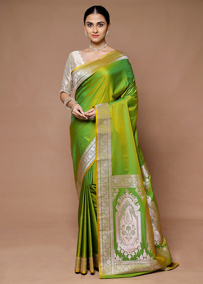 Green Katan Silk Saree With Blouse Piece Cheap Original