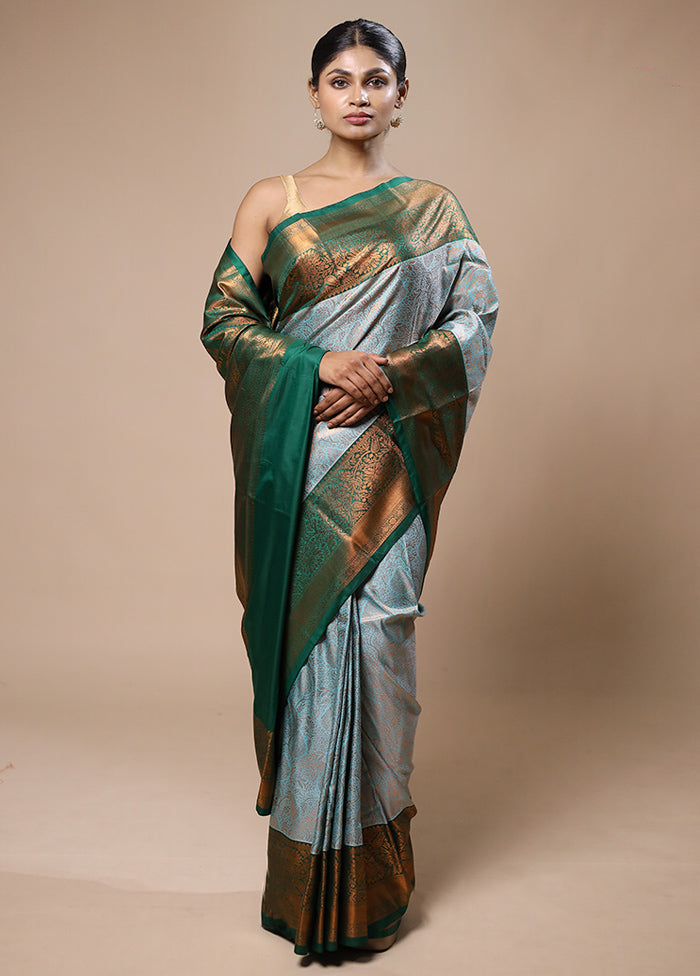 Blue Kanjivaram Silk Saree With Blouse Piece Best Store To Get Cheap Online